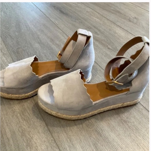 CHLOE Lauren Suede Platform Espadrille Scalloped Design EU 40 US 10 - Picture 3 of 15